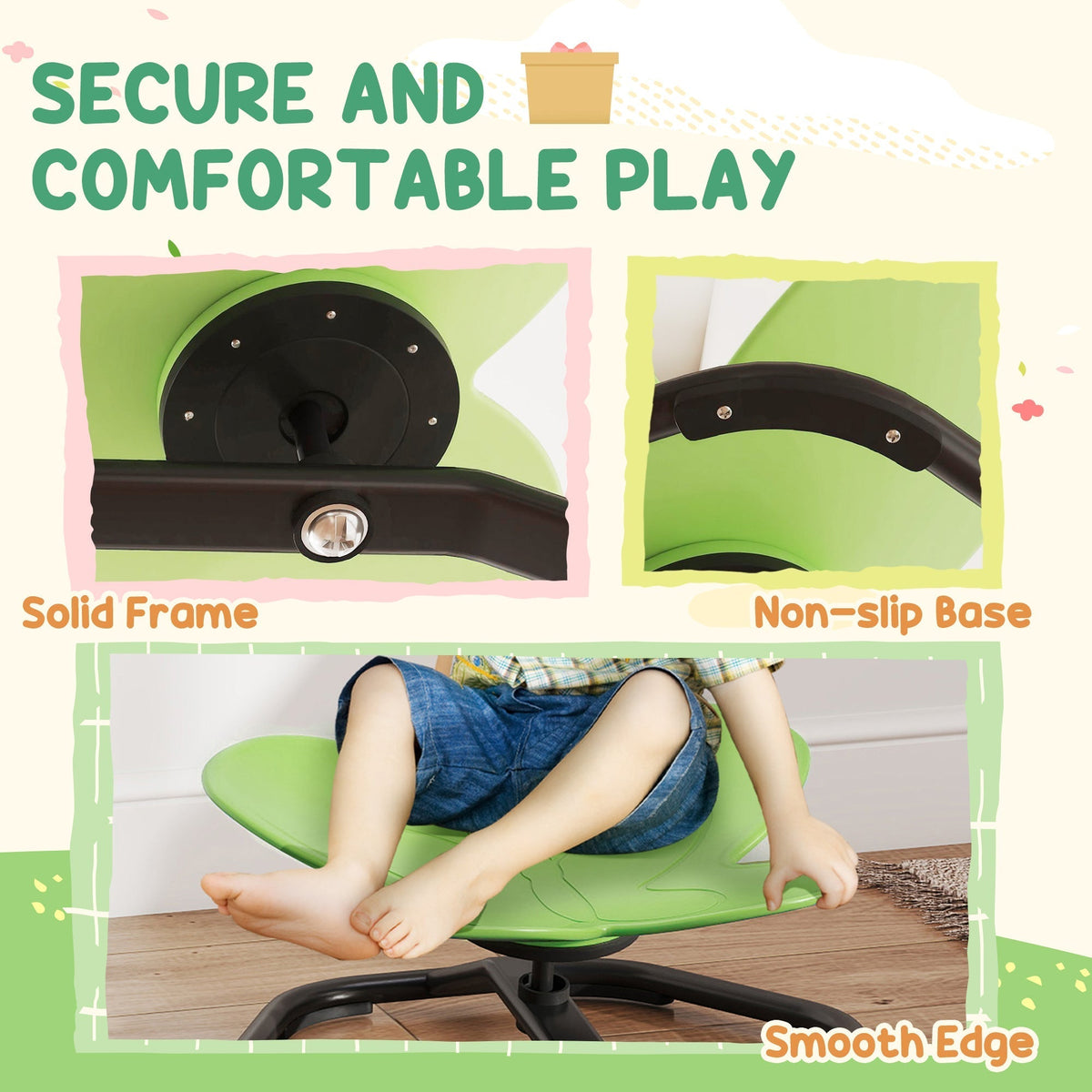 AIYAPLAY Butterfly-Shaped Kids Swivel Chair, Sensory Spinning Chair for Balance and Coordination Training, Green - product