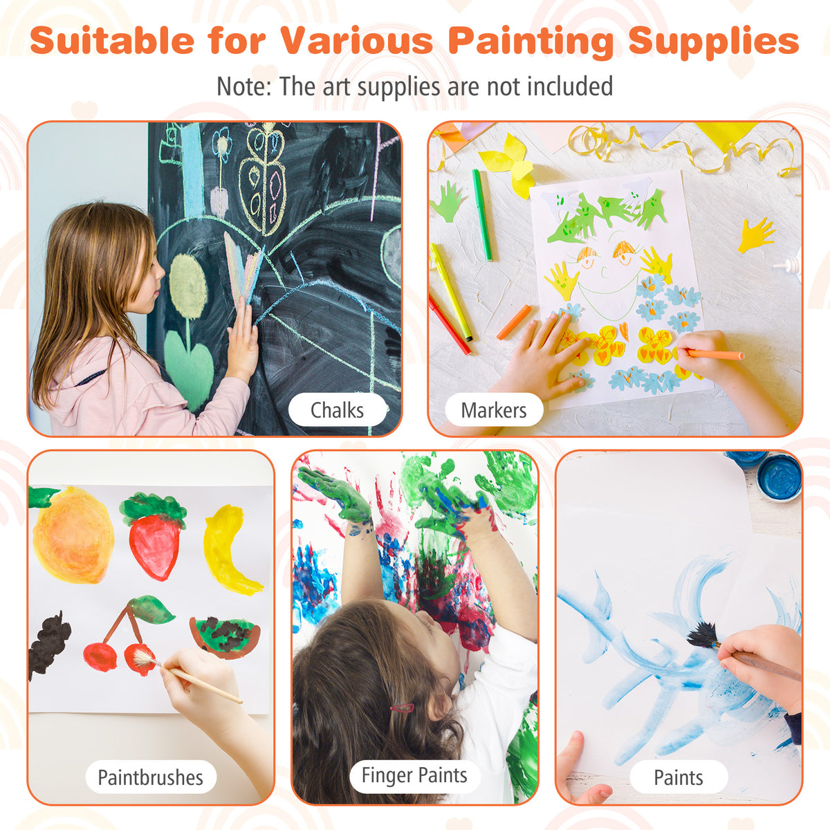 Double-sided Kids Easel with Magnetic Whiteboard and Chalkboard-White