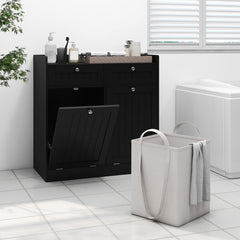 Double Tilt-Out Laundry Hamper Cabinet with Removable Baskets-Black