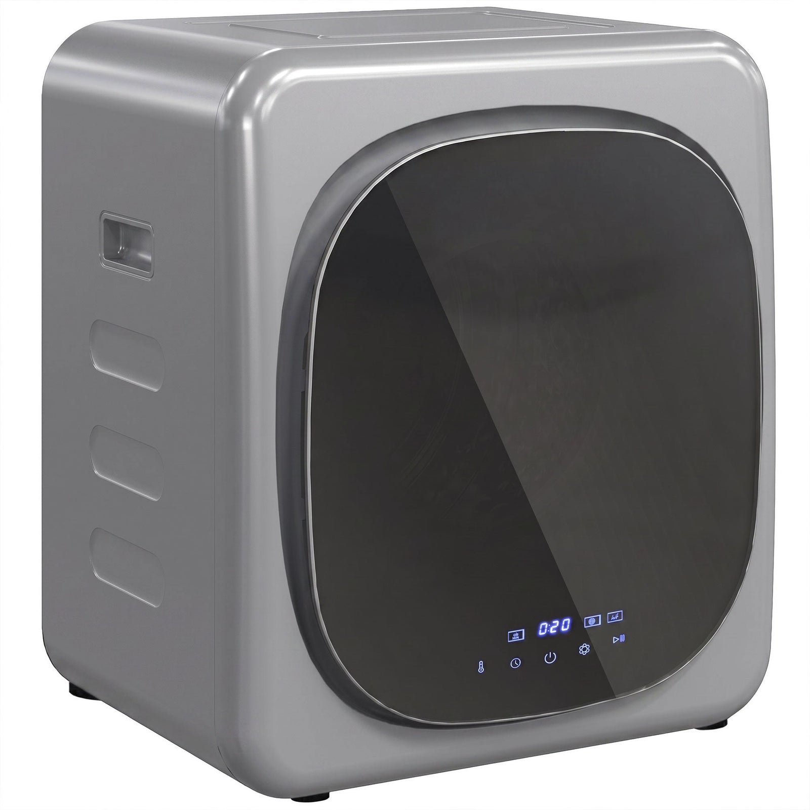 HOMCOM 2.5kg Vented Tumble Dryer with Smart Mode, 800W Compact Tumble Dryer with Stainless Steel Tub, Silver Tone