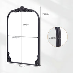 Dramatic Arched Wall Mirror with Baroque Ornate Frame-S