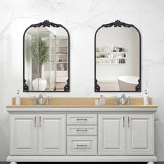 Dramatic Arched Wall Mirror with Baroque Ornate Frame-S