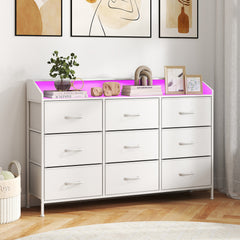 Dresser Storage Organizer with LED Lights for Bedroom-White