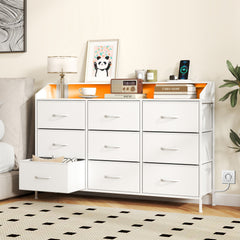 Dresser Storage Organizer with LED Lights for Bedroom-White