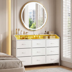 Dresser Storage Organizer with LED Lights for Bedroom-White