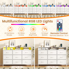 Dresser Storage Organizer with LED Lights for Bedroom-White