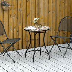 Outsunny Φ60cm Mosaic Outdoor Patio Table - Grey