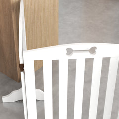PawHut Wooden Dog Gate, Freestanding Pet Gate with Support Feet for Doorways, Hallways, Stairs, 207.5L x 61H cm, White