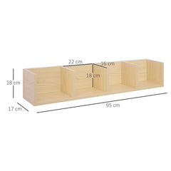 HOMCOM Wall Mount 84 CD / 56 DVD/Blu-ray/ Media Storage Rack 4 Cubes, Wooden Shelf Organiser Unit Bookcase Display, Set of 2