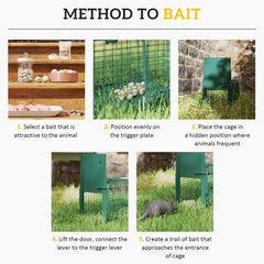 Outsunny Metal Rat Trap with Single Door, for Small Animals, Dark Green