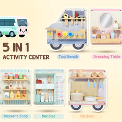 AIYAPLAY Wooden Busy Board, 5 in 1 Activity Wall Panels for Kids 3+ Years, for Daycare, Playroom, Home