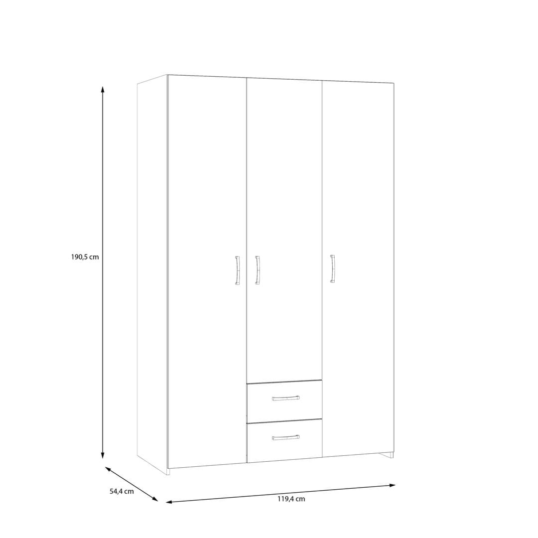 Econobox Hinged Door Wardrobe 120cm in White, image 6