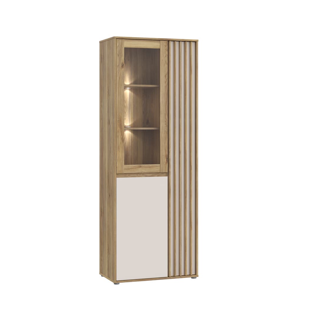 Eliston Tall Display Cabinet 74cm in Oak Mauvella, image 4