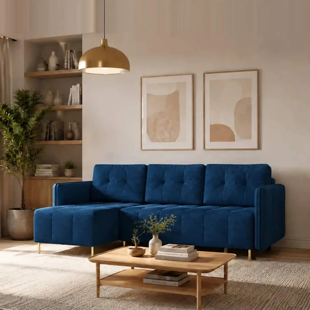 Corner Sofa Bed Dello in Navy Blue, image 9