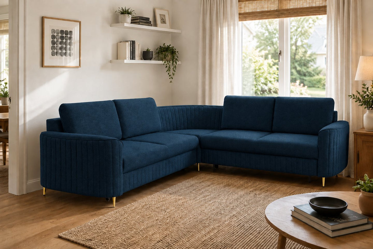 Corner Sofa Bed Laren in Navy Blue, image 4