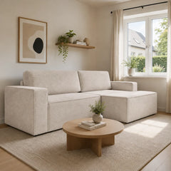 Corner Sofa Bed Como in Light Beige, image 14