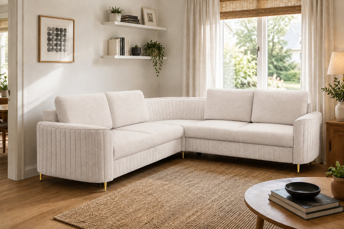 Corner Sofa Bed Laren in Light Beige, image 5