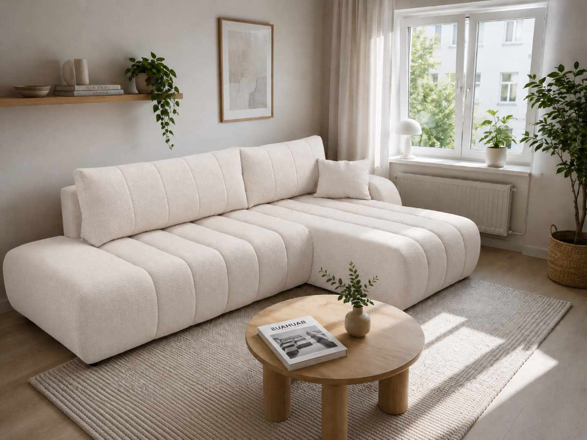 Corner Sofa Bed Baloo in Light Beige, image 10