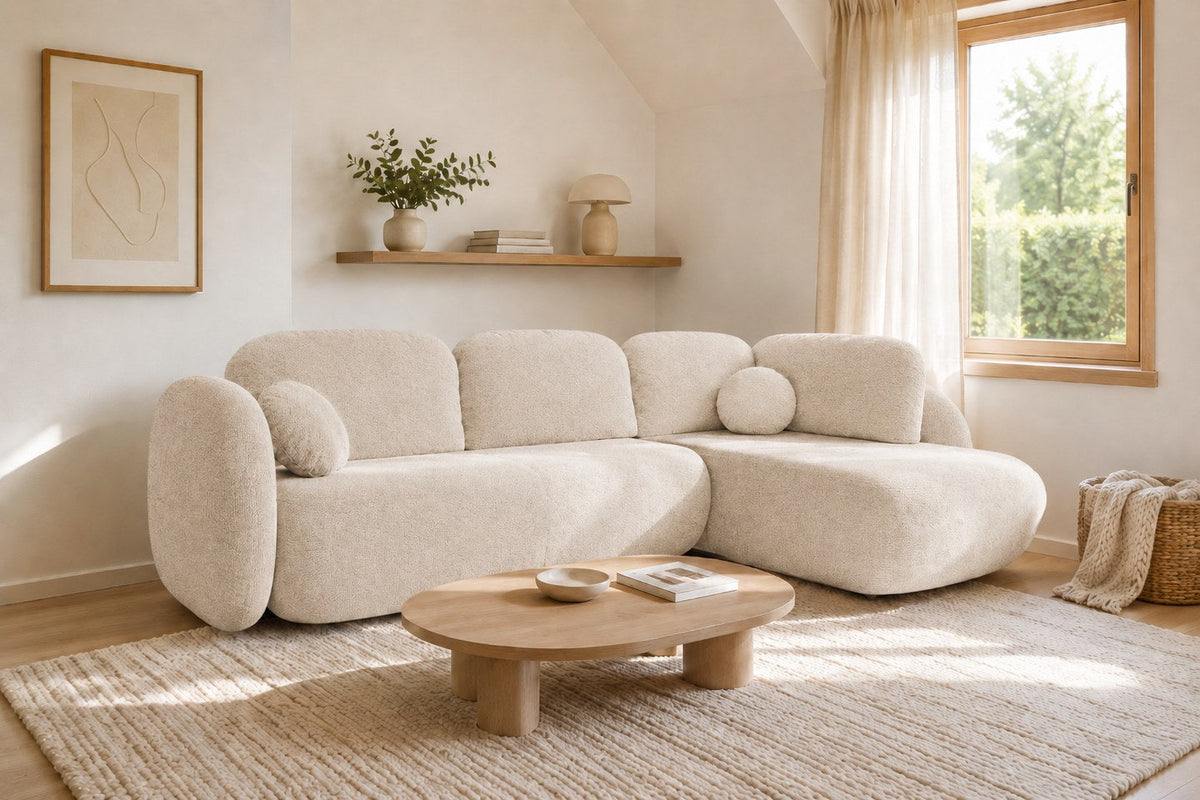 Corner Sofa Bed Olio II in Light Beige, image 11