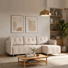 Corner Sofa Bed Dello in Light Beige, image 19