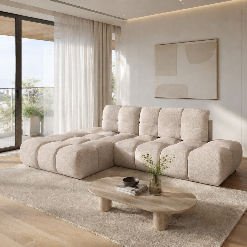 Corner Sofa Bed Noel in Light Beige, image 9