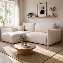 Corner Sofa Bed Allora in Light Beige, image 13