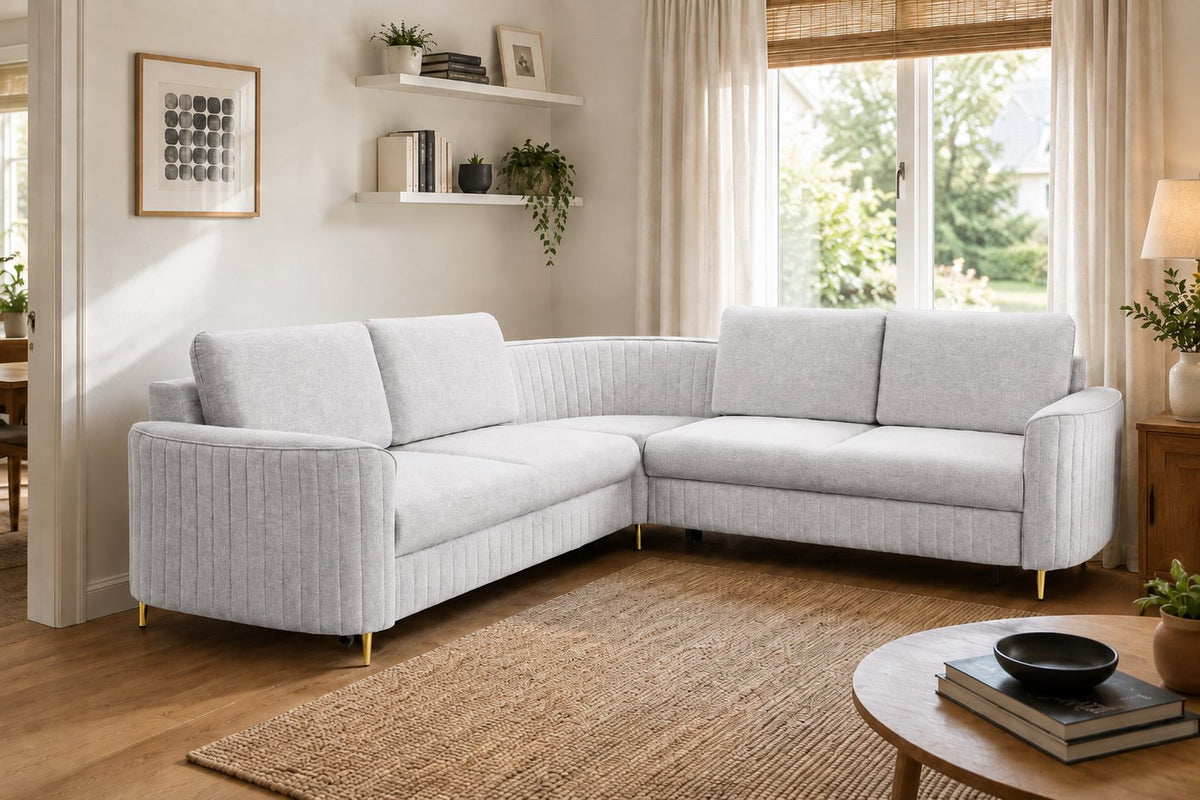 Corner Sofa Bed Laren in Light Grey, image 8