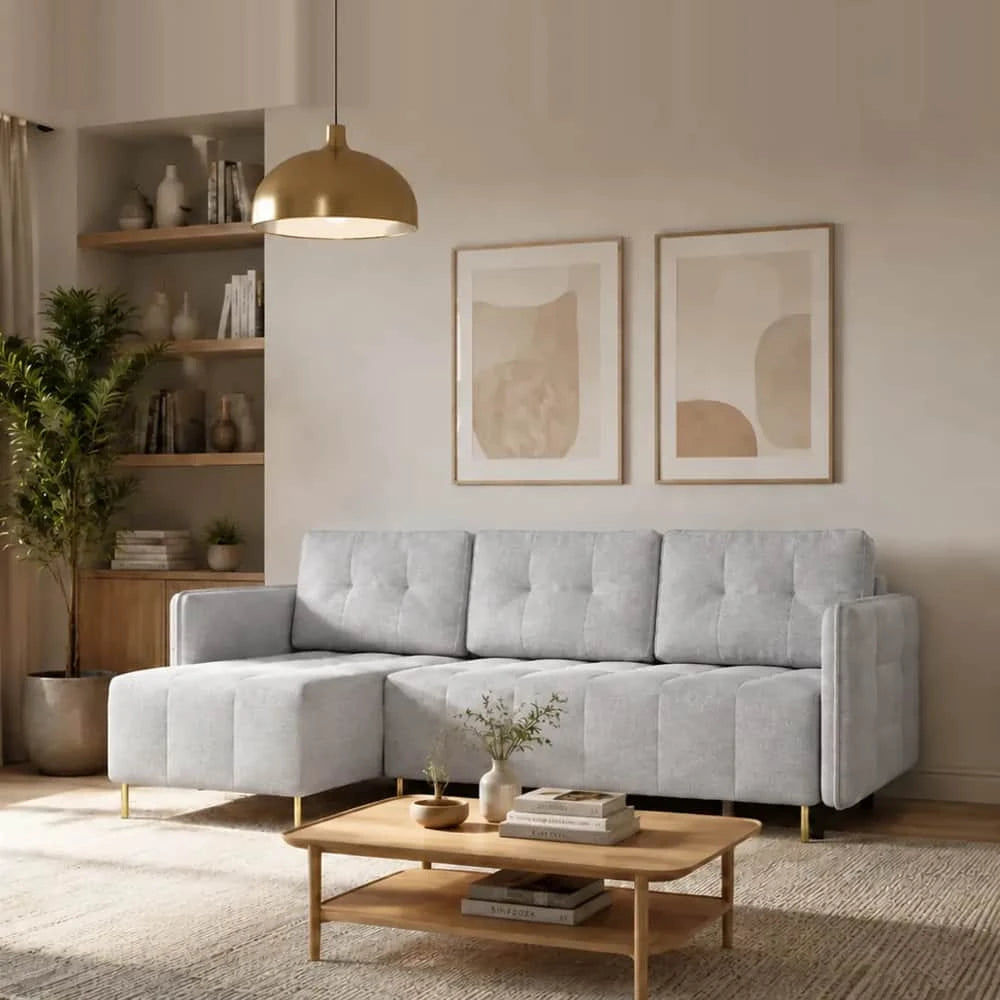 Corner Sofa Bed Dello in Light Grey, image 5