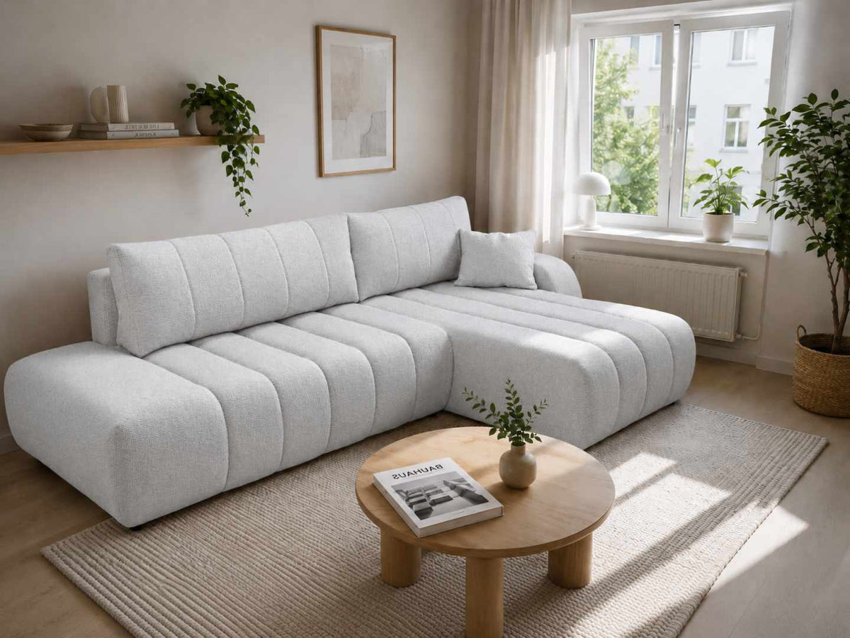 Corner Sofa Bed Baloo in Light Grey, image 16