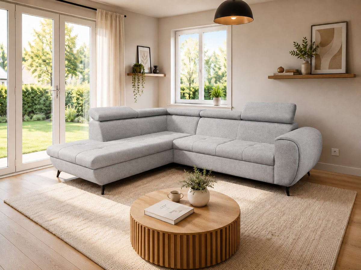 Corner Sofa Bed Mona Pik in Light Grey, image 16