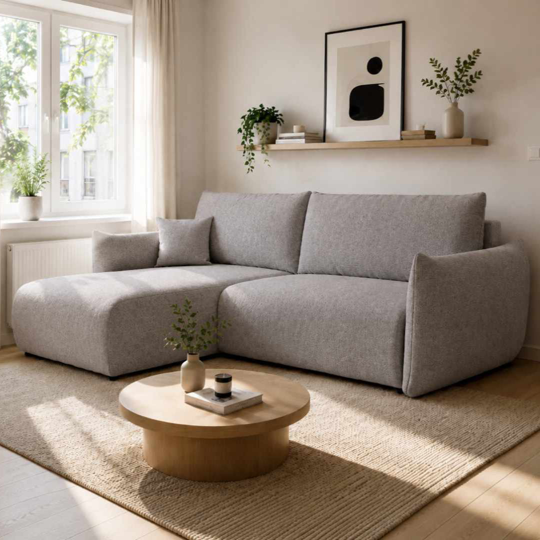 Corner Sofa Bed Allora in Grey