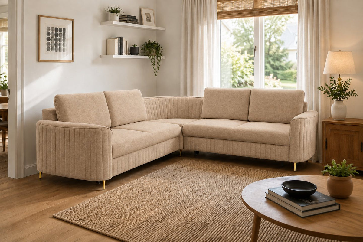 Corner Sofa Bed Laren in Beige, image 2