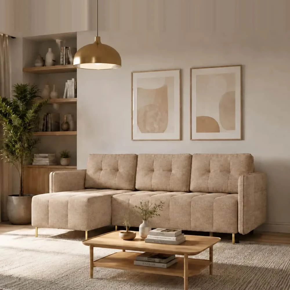 Corner Sofa Bed Dello in Beige, image 3