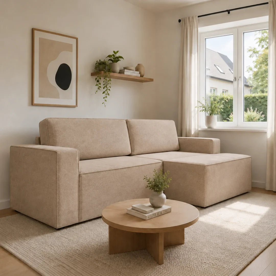 Corner Sofa Bed Como in Beige, image 11