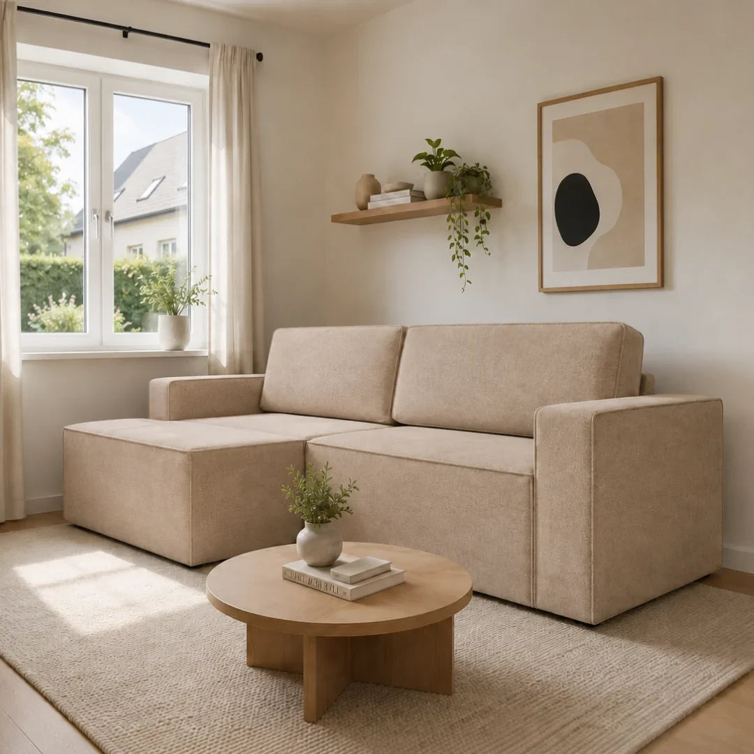 Corner Sofa Bed Como in Beige, image 6