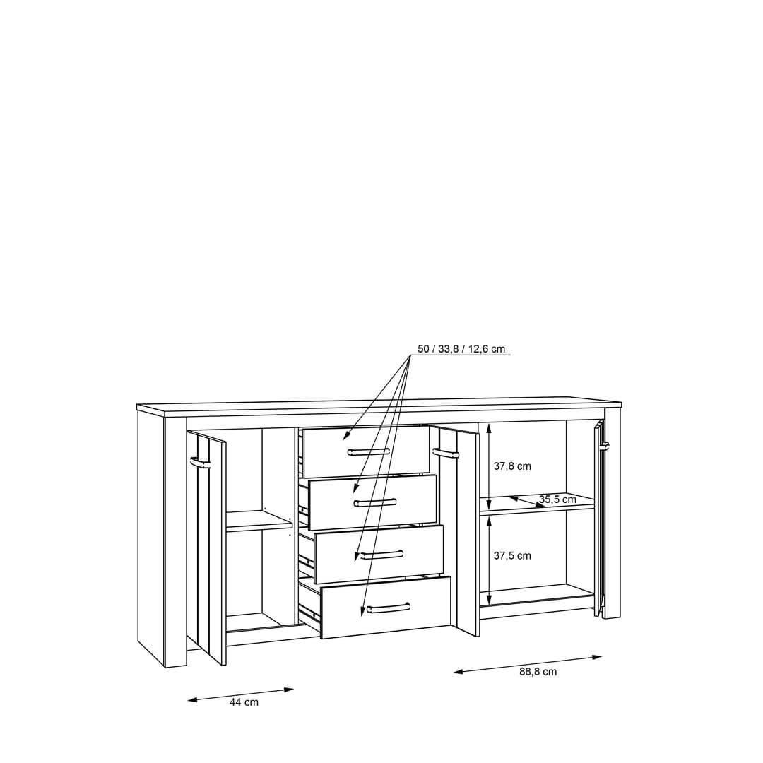 Elara Sideboard Cabinet 206cm in White, image 7