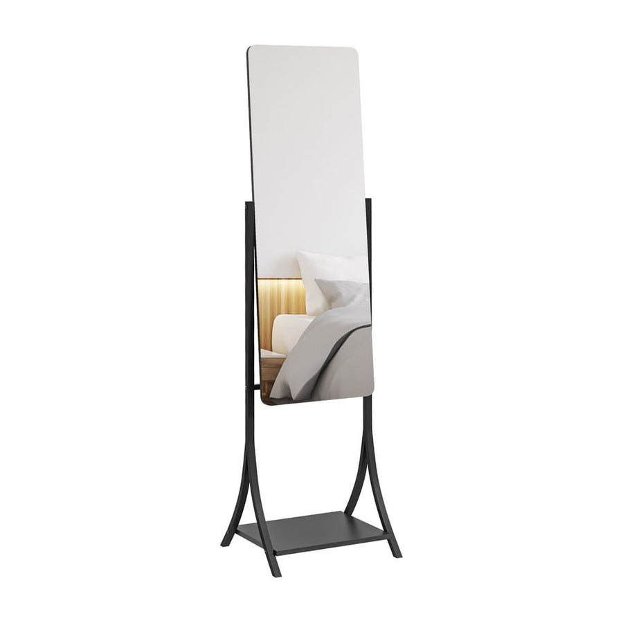 HOMCOM Free Standing Dressing Mirror, Full Length Mirror with Adjustable Angle, Storage Shelf for Living Room, Bedroom