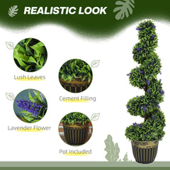 HOMCOM Set of Two 115cm Artificial Lavender Trees