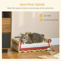 A cat rests on the cardboard scratcher sofa bed, which can also be used for scratching