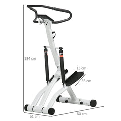 SPORTNOW Stepper Machine for Home, Foldable Stair Stepper with 12-Level Hydraulic Resistance, Stair Climber with LCD Monitor, Heart Rate Sensor and Drink Holder, White and Black