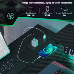 HOMCOM Reversible 'L' LED Light Gaming/Work Desk in Black