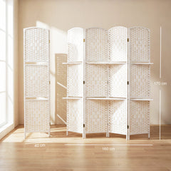 HOMCOM Freestanding Privacy Screen, 4 Panel Folding Room Divider for Living Room, Bedroom and Office, 160 x 170cm, White