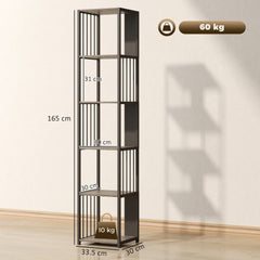 HOMCOM 5-Tier Bookshelf with Steel Frame - Grey
