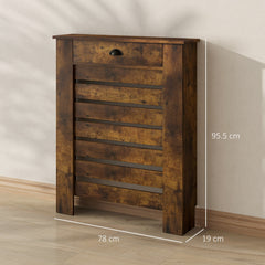 HOMCOM 95.5H x 78Wcm Radiator Cover, with Drawer - Rustic Brown
