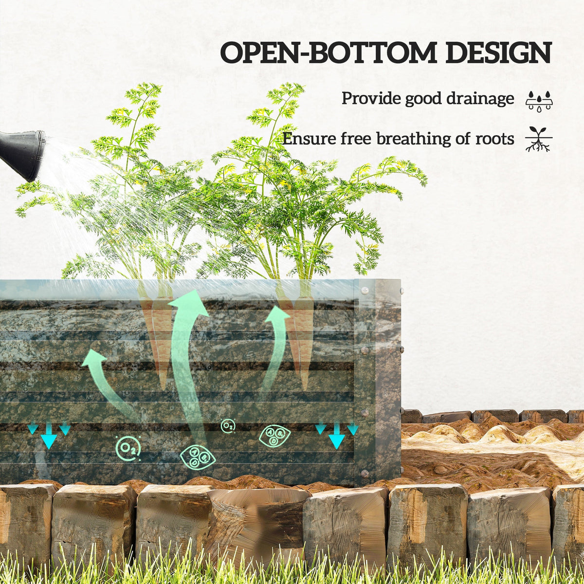 Outsunny Set of Two 110 x 65cm Steel Planter Boxes - Green