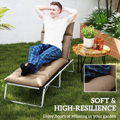 Outsunny Sun Lounger Cushions Only, 190x56x10cm Garden Lounge Chair Cushions, UPF20+ 220gsm Fabric, Thick Sunbed Replacement Pads with 6 Ties, Khaki
