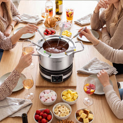 Electric Fondue Pot Set 1200W Fondue Maker with Removable Stainless Steel Pot