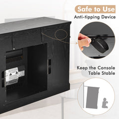 Fireplace TV Stand in Black, image 6