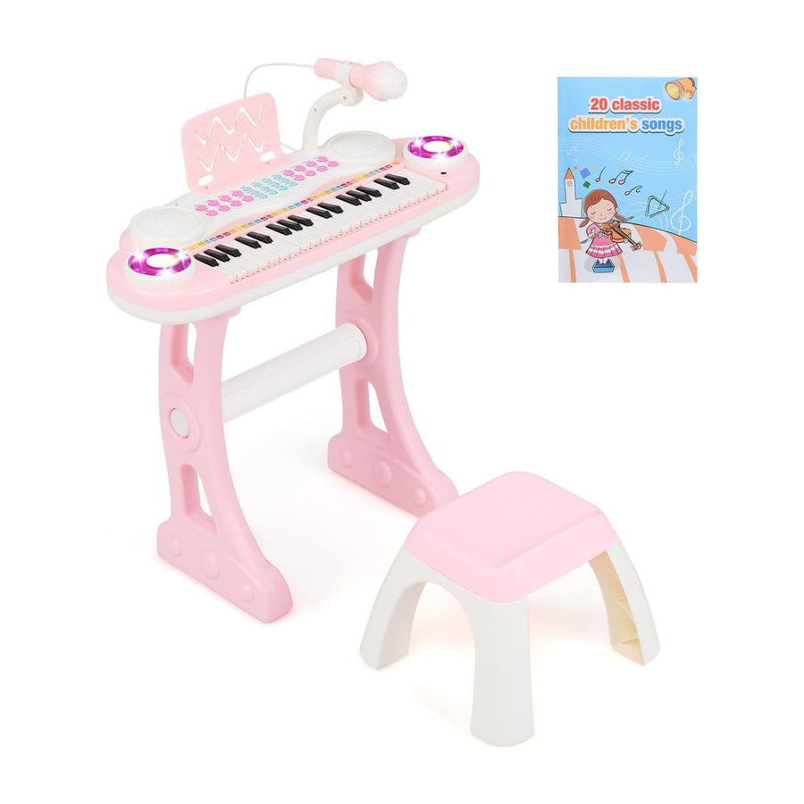 37 Keys Electronic Kids Piano Toy with Detachable Legs and Stool-Pink