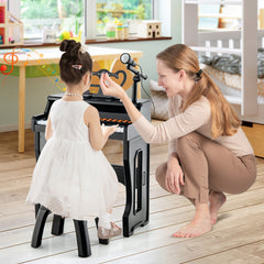 37-Key Electronic Piano Keyboard with Adjustable Microphone-Black